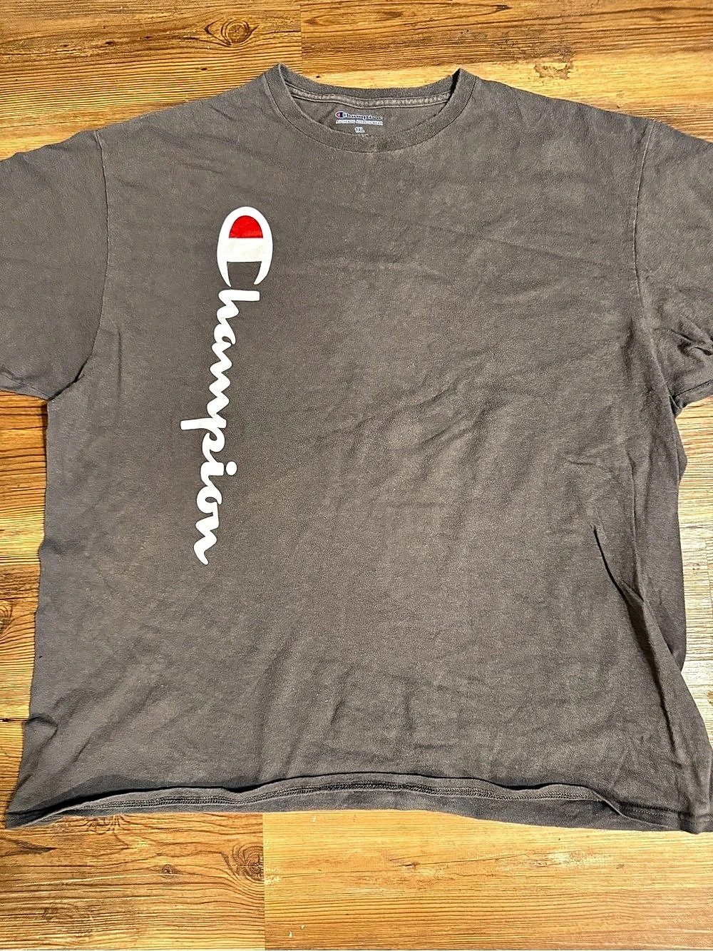 Champion Vertical Script Logo T-Shirt Gray XL